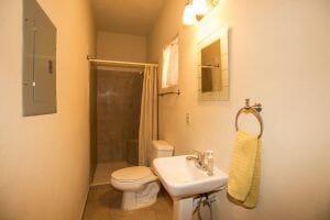 Contemporary Comfortable Home Near the Sea in Loreto Baja Sur: Bathroom off of Den