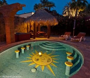 Hacienda Style Mexican Home in Loreto pool night