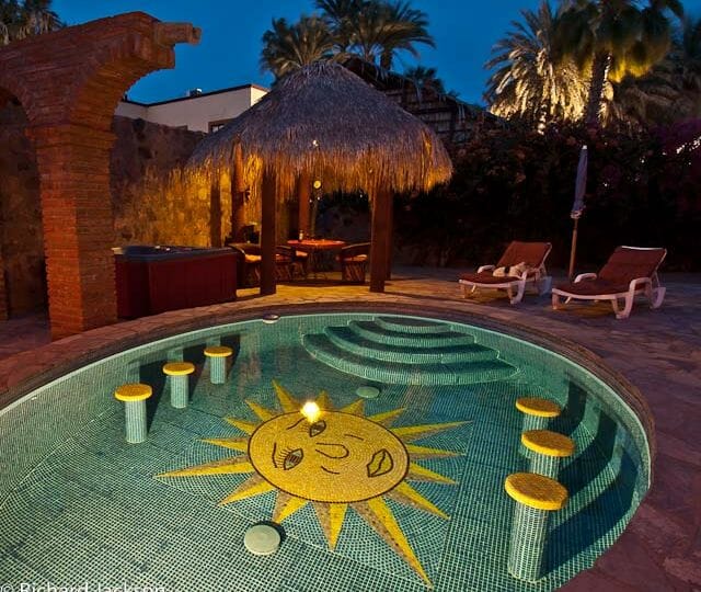 Hacienda Style Mexican Home in Loreto pool night
