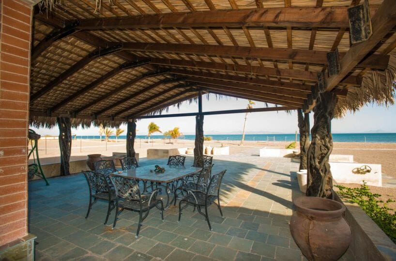 Beachfront House in Loreto Baja Palapa covered terrace