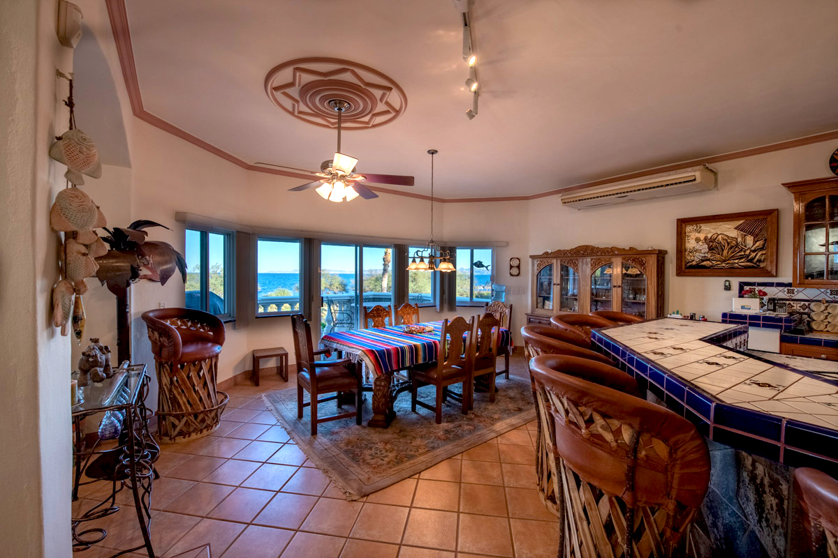 Stunning Sea and Island Views From This Incredibly Well Built Home in Loreto Baja Sur: dinning table image.