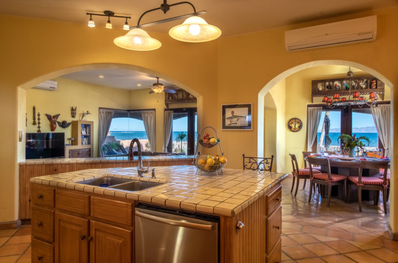 One of a Kind Colonial Home With Pool & Casita in Loreto: island views from living room