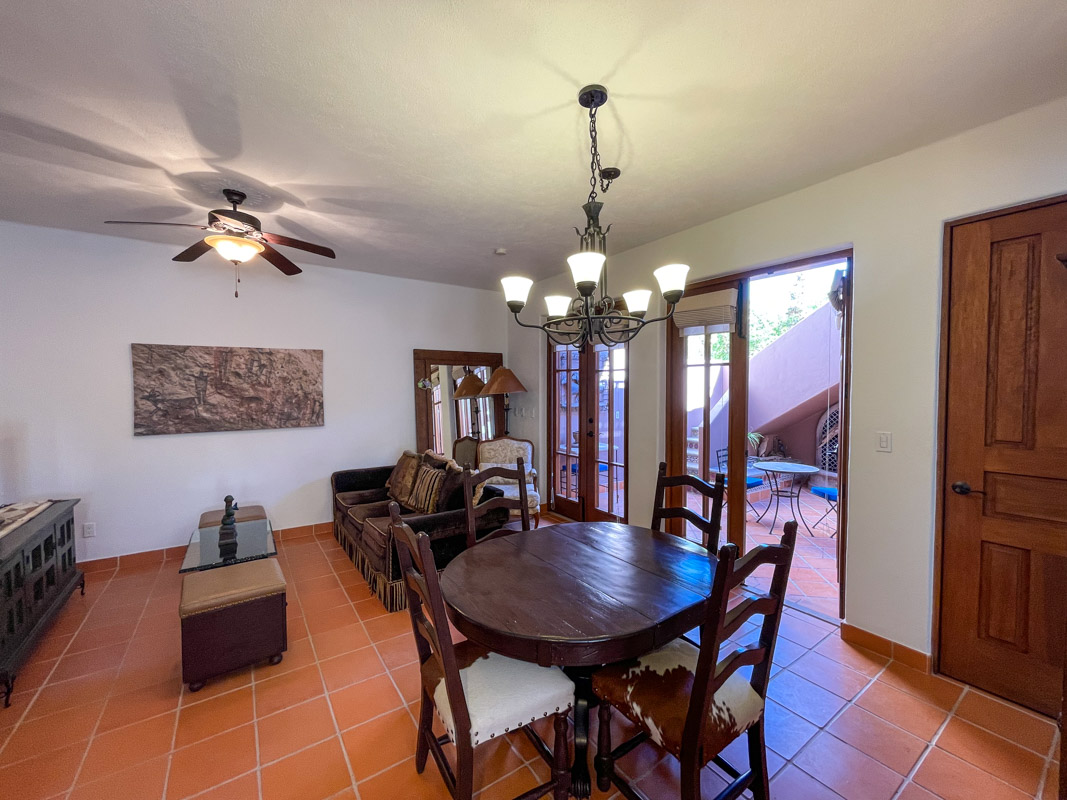 One bedroom casa in Loreto bay great mountain views from terrace: living from kitchen