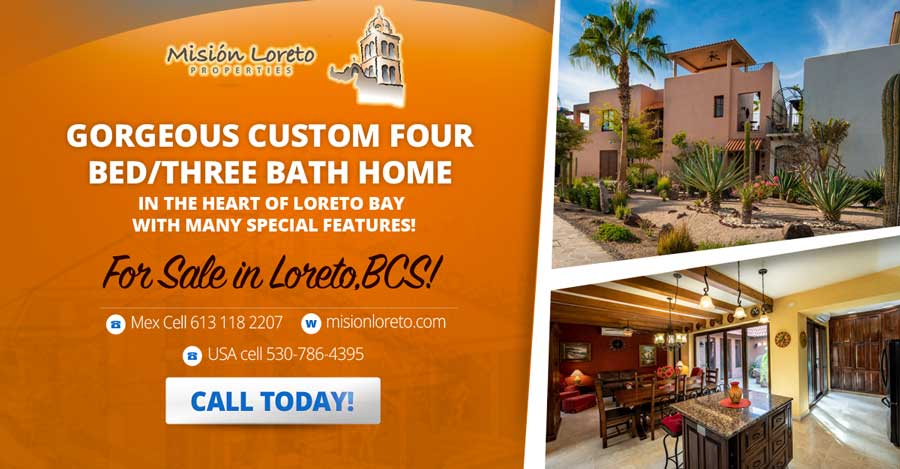Gorgeous Custom Four Bed/three Bath Home In The Heart Of Loreto Bay With Many Special Features!n Advert banner