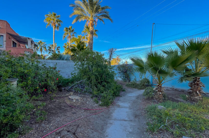 Large residential lot one block from the beach with a studio:front yard.